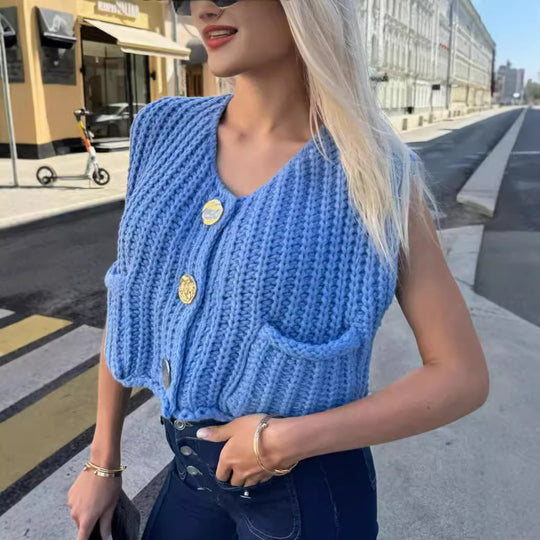 Damen Strickweste mit Taschen Heidi-Mode