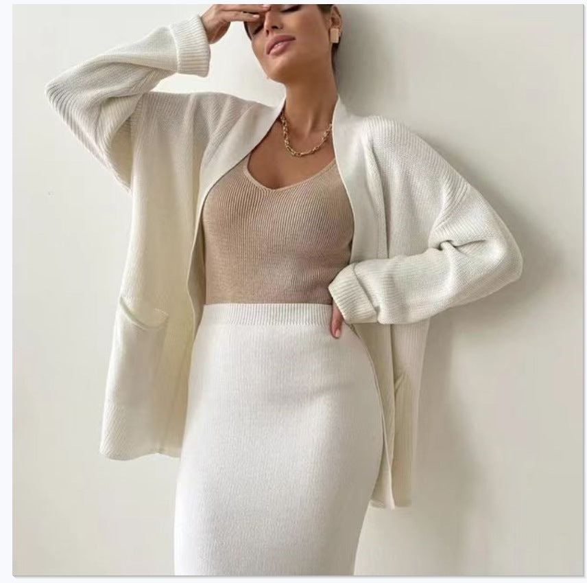 Damen Elegantes Strick-Set mit Rückenschlitzen und lässiger Passform Heidi-Mode