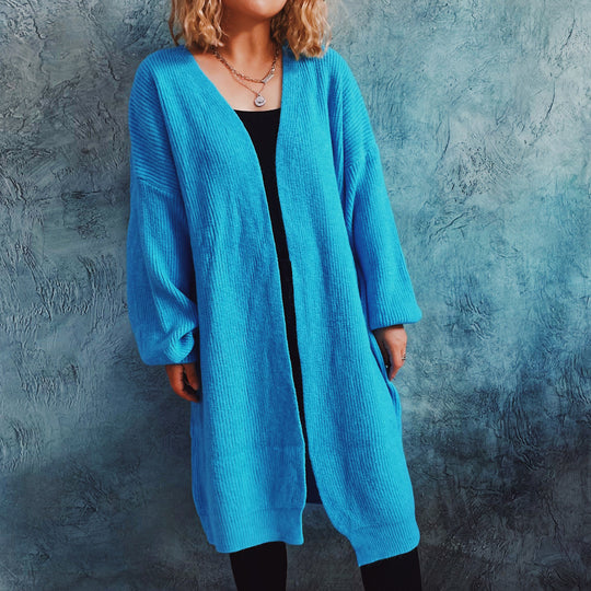 Damen Oversized Strickjacke mit tiefem V-Ausschnitt und lässigem Schnitt Heidi-Mode