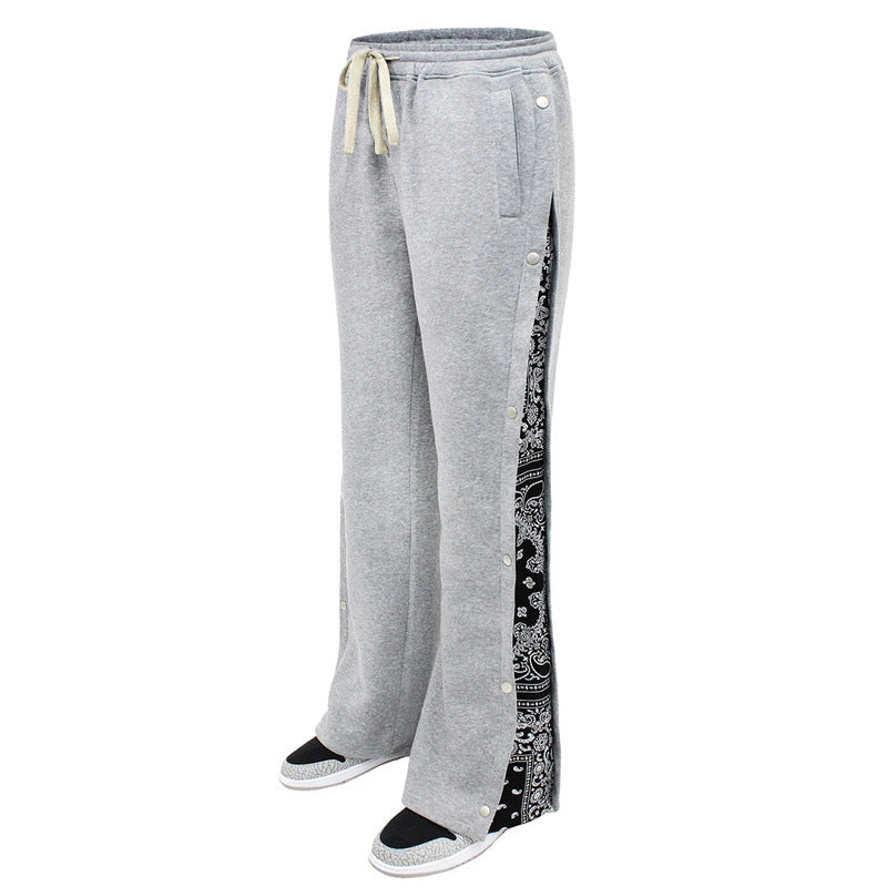 Herren Lässige Freizeit-Hose mit modischen Druckknöpfen und seitlichem Design Heidi-Mode