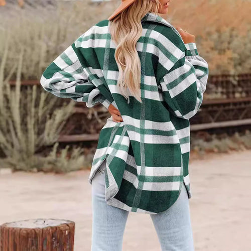 Damen Karierte Flanellhemdjacke mit lockerer Passform und praktischen Taschen Heidi-Mode