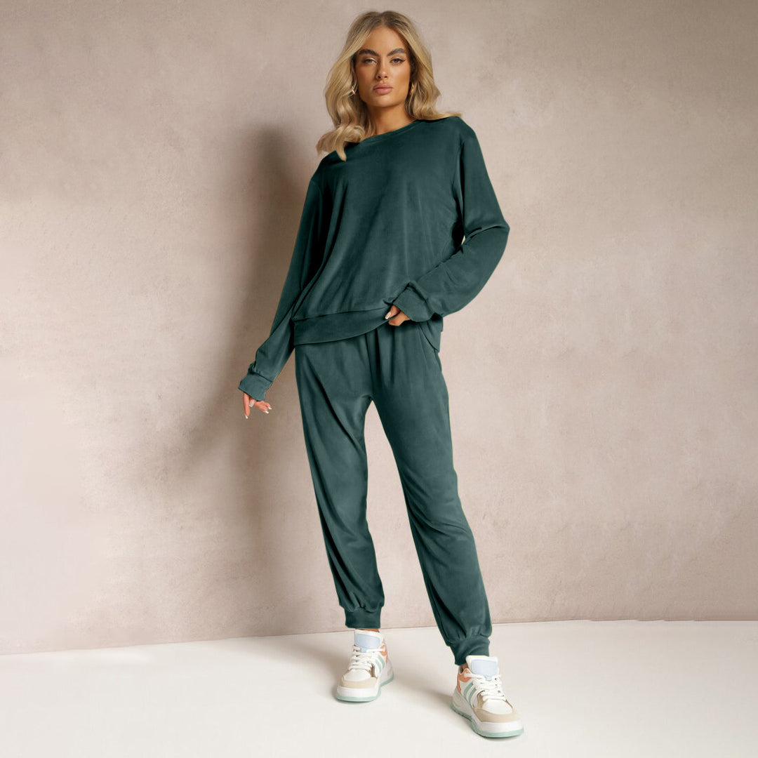 Damen lässiges Lounge-Set aus weichem Velours Heidi-Mode