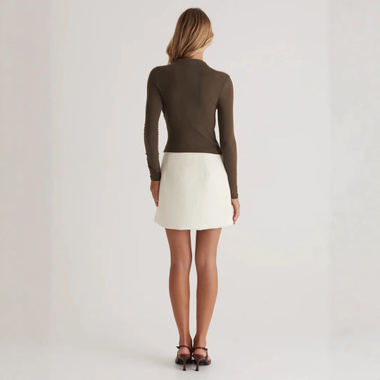 Damen Langarmshirt mit elegantem Wickeldesign und hochgeschlossenem Kragen Heidi-Mode