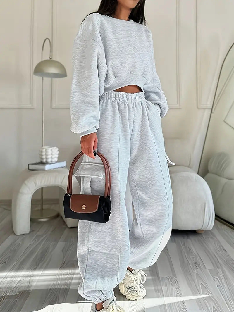 Damen lässiges Set mit Oversized Pullover und weiter Hose Heidi-Mode