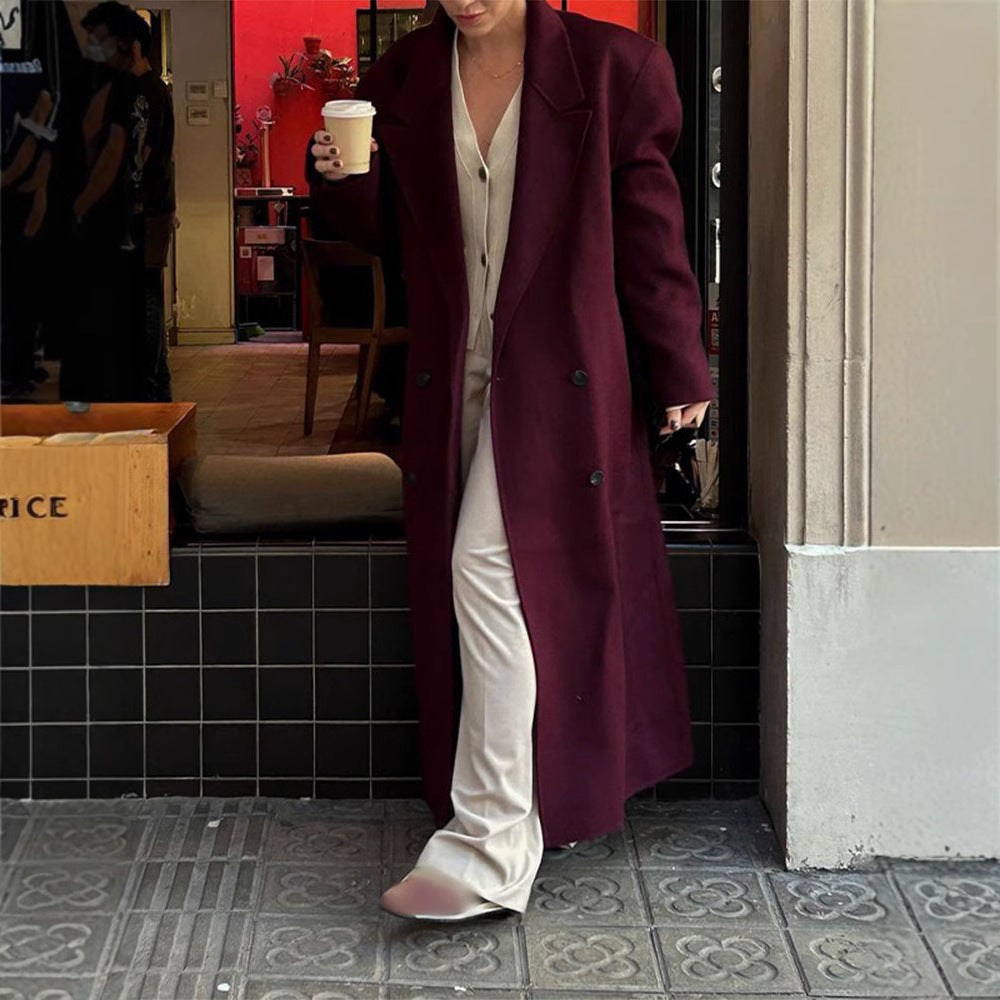Damen eleganter Wool Coat mit doppelter Knopfleiste Heidi-Mode
