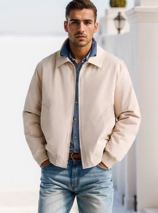 Herren lässige Bomberjacke mit hohem Kragen und praktischen Reißverschlusstaschen Heidi-Mode