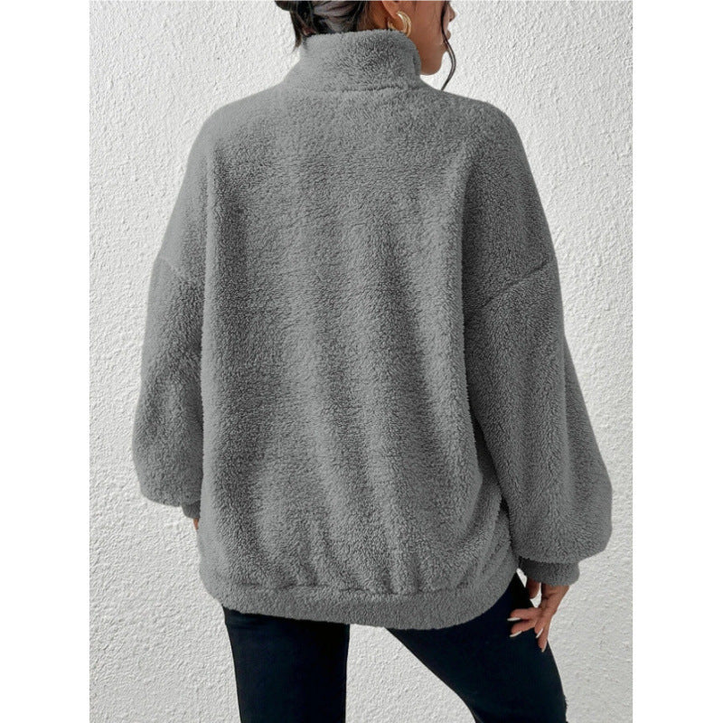Damen Fleece-Pullover mit hohem Kragen Heidi-Mode