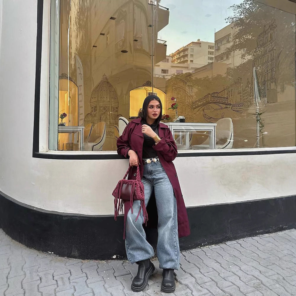 Damen trendiger Trenchcoat mit stilvollem Schnitt und praktischen Taschen Heidi-Mode