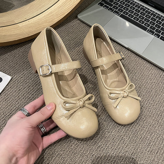 Damen elegante Mary Jane Schuhe mit dekorativem Schleifen-Detail und verstellbarem Riemen Heidi-Mode