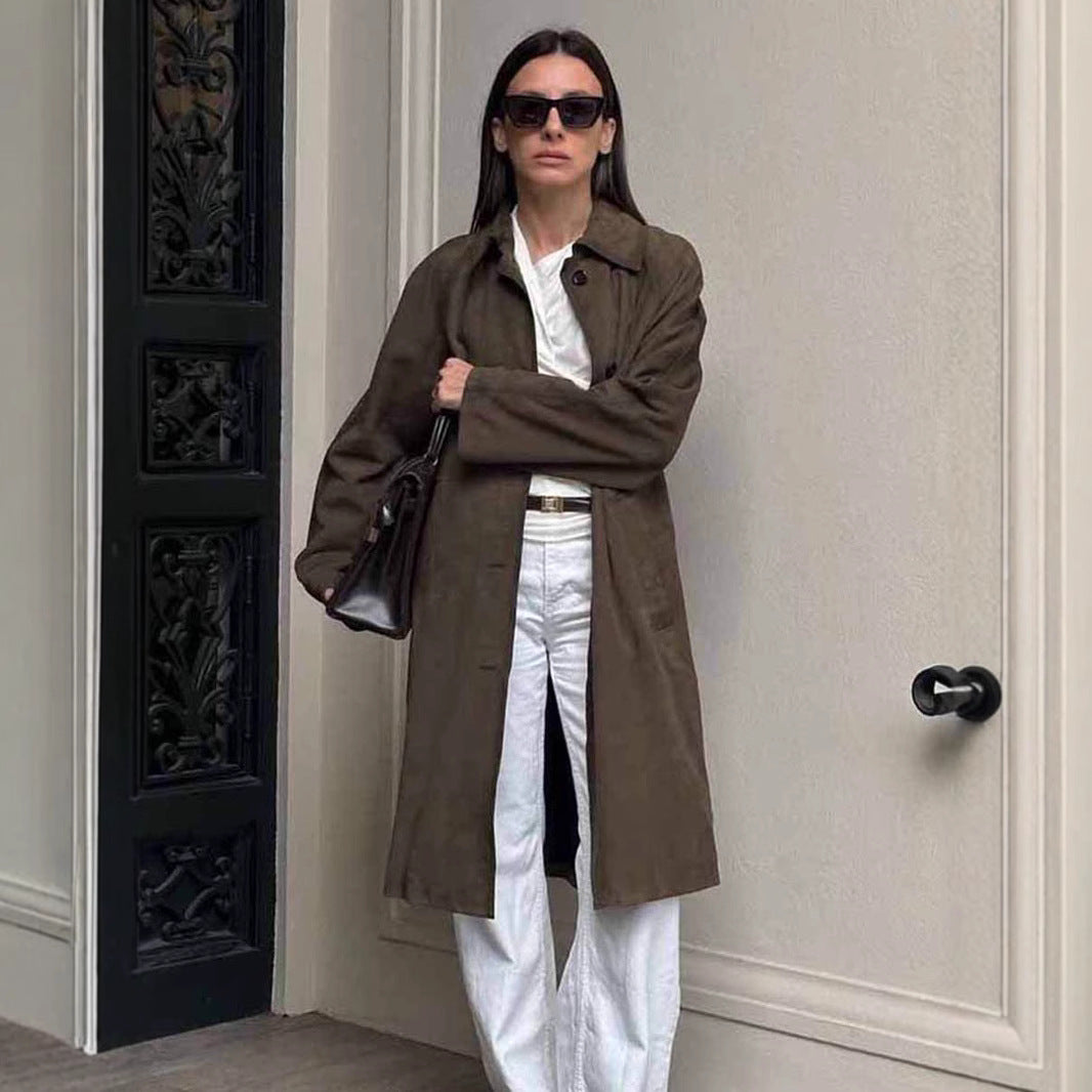 Damen Oversized Trenchcoat im lässigen Stil mit breitem Kragen und praktischen Taschen Heidi-Mode
