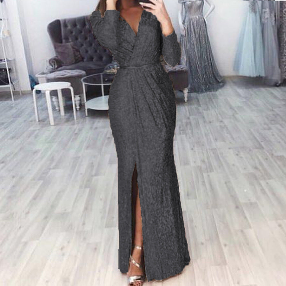 Damen Elegantes Wickelkleid mit Bein-Schlitz Heidi-Mode