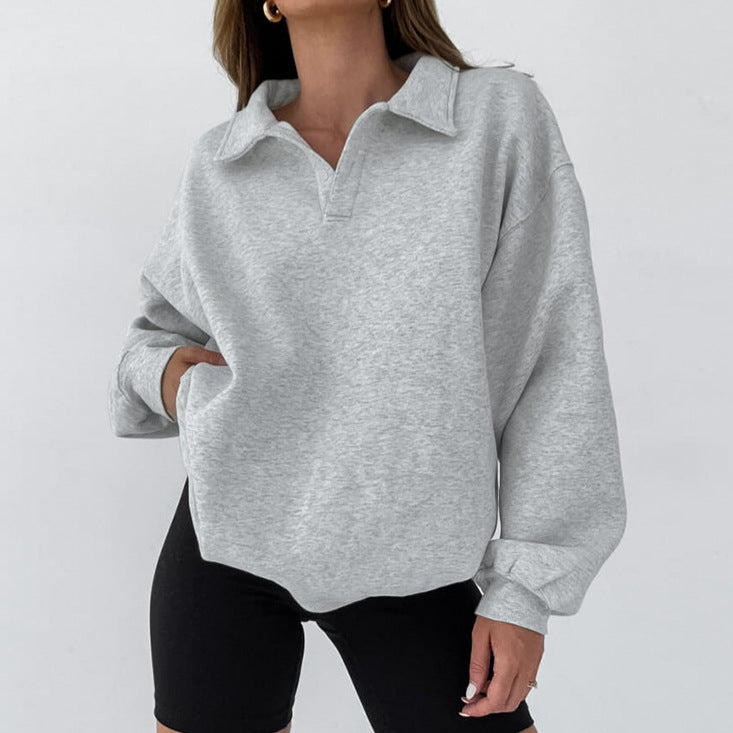 Damen Pullover mit modernem Kragen und langen Ärmeln Heidi-Mode