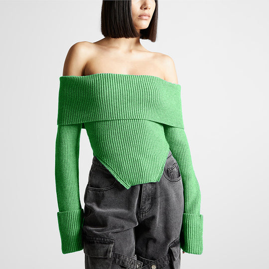 Damen Off-Shoulder Strickoberteil mit weitem Arm Heidi-Mode