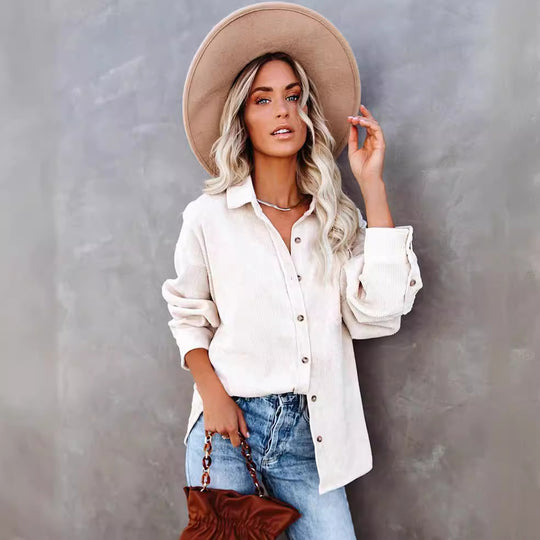 Damen lässige Cordhemdbluse Heidi-Mode