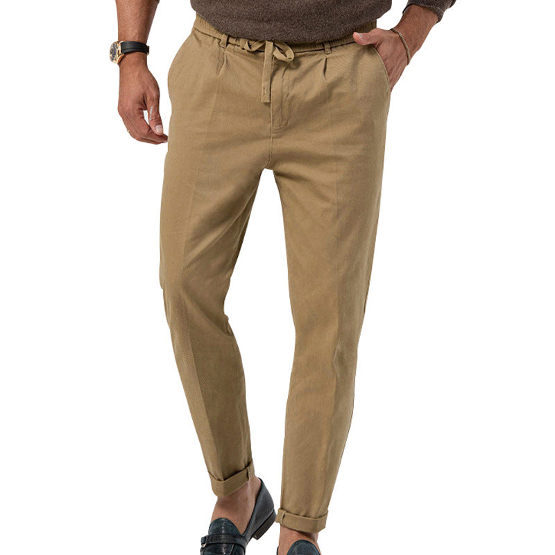 Herren entspannte Chinohose mit verstellbarem Kordelzug und seitlichen Taschen Heidi-Mode