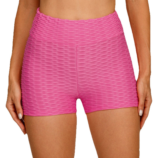 Damen Kompressionssportshorts mit strukturierter Oberfläche und hohem Bund Heidi-Mode