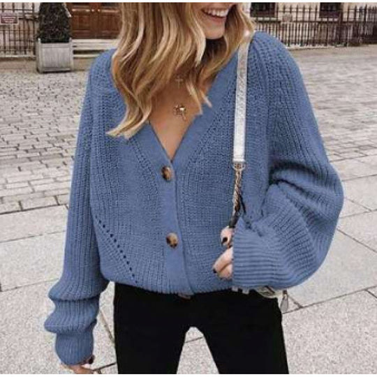 Damen Gestrickte Knopf-Cardigan Heidi-Mode