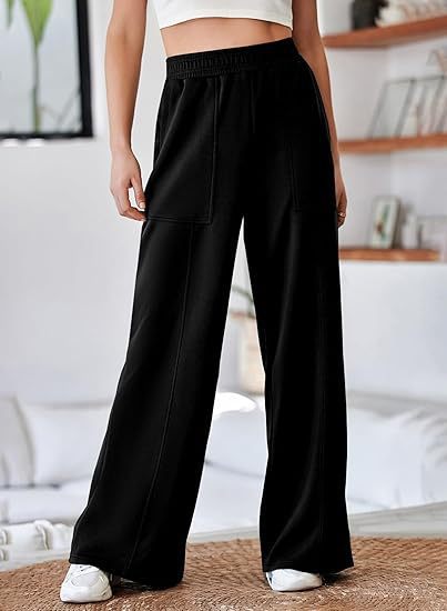 Damen weite Lounge-Hose mit elastischem Bund und praktischen Seitentaschen Heidi-Mode