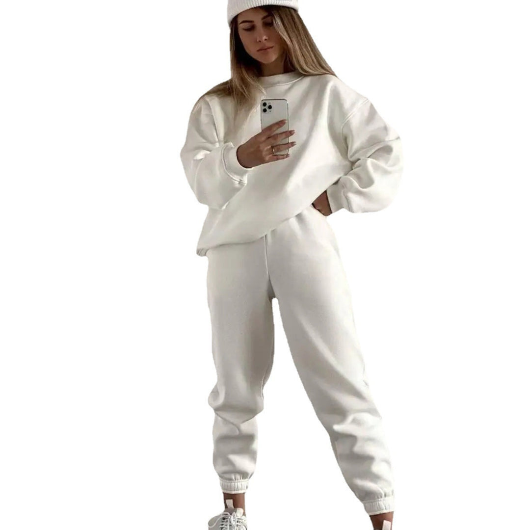 Damen lässiges Fleece-Trainingsset mit hoher Taille Heidi-Mode