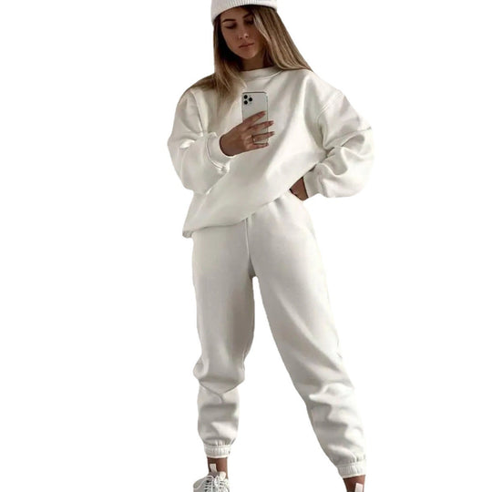 Damen lässiges Fleece-Trainingsset mit hoher Taille Heidi-Mode