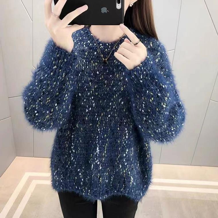Damen Flauschiger Pulli mit einzigartigem Strukturdesign und funkelnden Akzenten Heidi-Mode