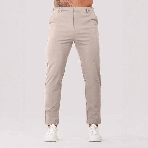 Herren Slim-Fit Chinohose mit elastischem Bund und dekorativen Details Heidi-Mode