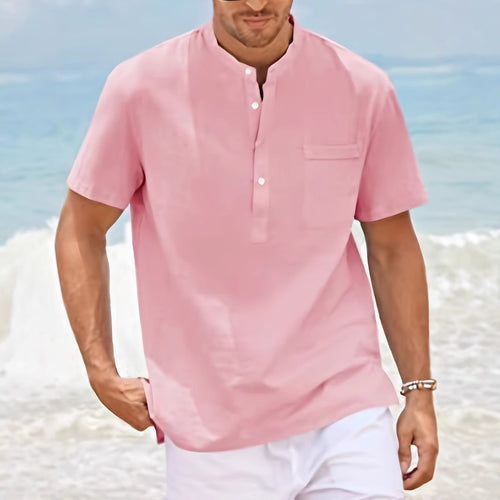 Herren Komfortables Kurzarm-Hemd mit Stehkragen Heidi-Mode
