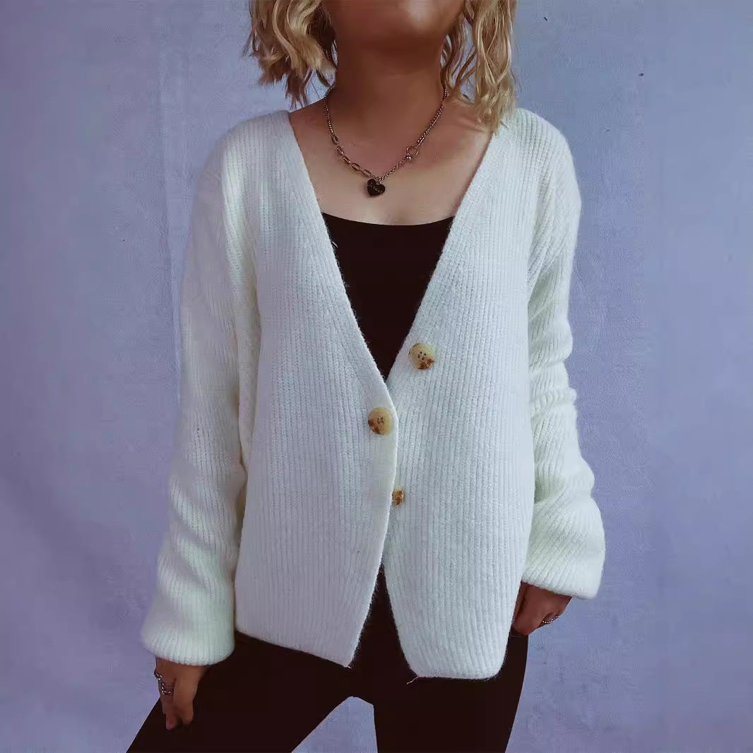 Damen lässiger Strickcardigan mit dekorativen Knopfdetails Heidi-Mode