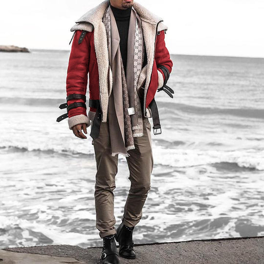 Herren Fliegerjacke mit luxuriösem Kunstfellfutter und modernen Akzenten Heidi-Mode