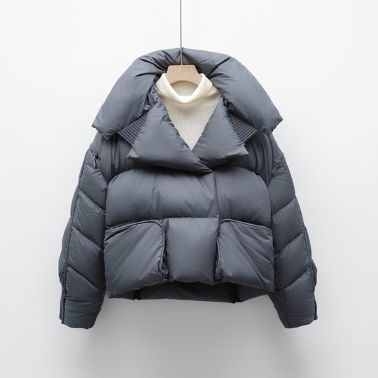 Damen modische verkürzte Steppjacke mit hoch geschlossenem Kragen und praktischen Taschen Heidi-Mode