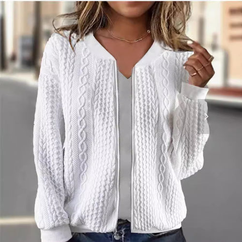 Damen Strickjacke mit modernem Kabelstrickmuster und eleganter Schnittführung Heidi-Mode