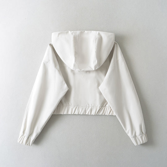 Damen cropped Windjacke mit Kapuze und elastischem Bund Heidi-Mode