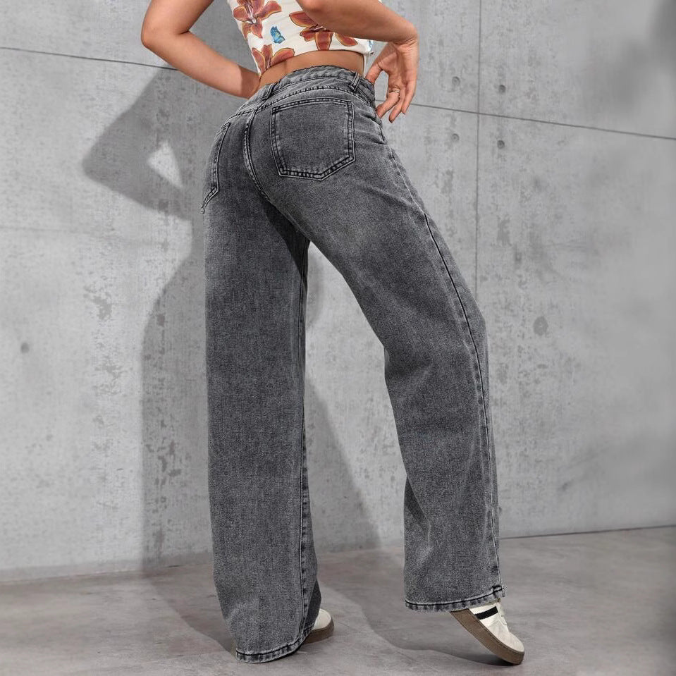 Damen Weite Jeans im lässigen Schnitt mit modernem Vintage-Look Heidi-Mode