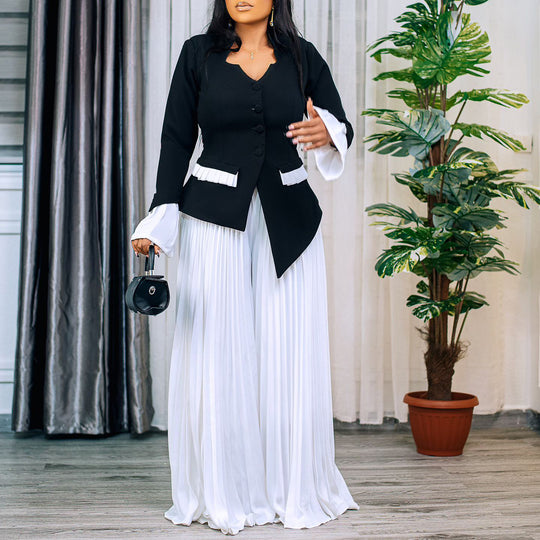 Damen Eleganter Blazer mit plissierten Hosen Heidi-Mode