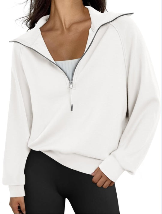 Damen lässiger Sweatpullover mit hohem Kragen und Reißverschluss Heidi-Mode