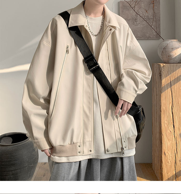Damen Oversized Jacke mit innovativem Reißverschluss und lässigem Schnitt Heidi-Mode