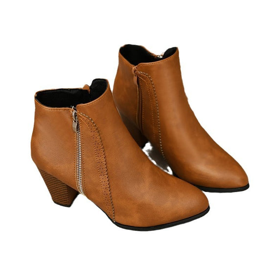 Damen modische Stiefeletten mit elegantem Reißverschluss Heidi-Mode