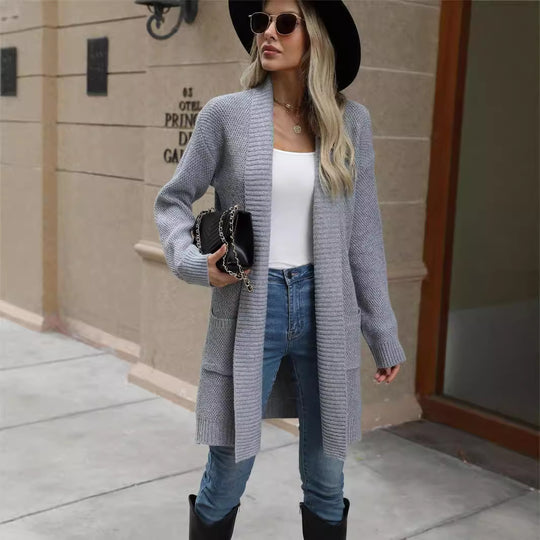 Damen Strickjacke mit offener Vorderseite und lässigem Schnitt Heidi-Mode
