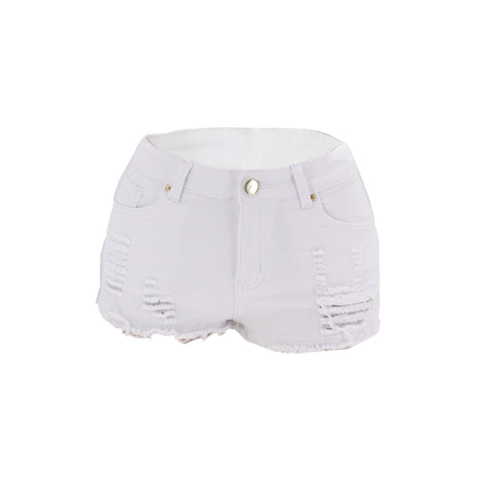 Damen lässige High-Waist Denim Shorts mit distressed Effekten und trendigem Saum Heidi-Mode