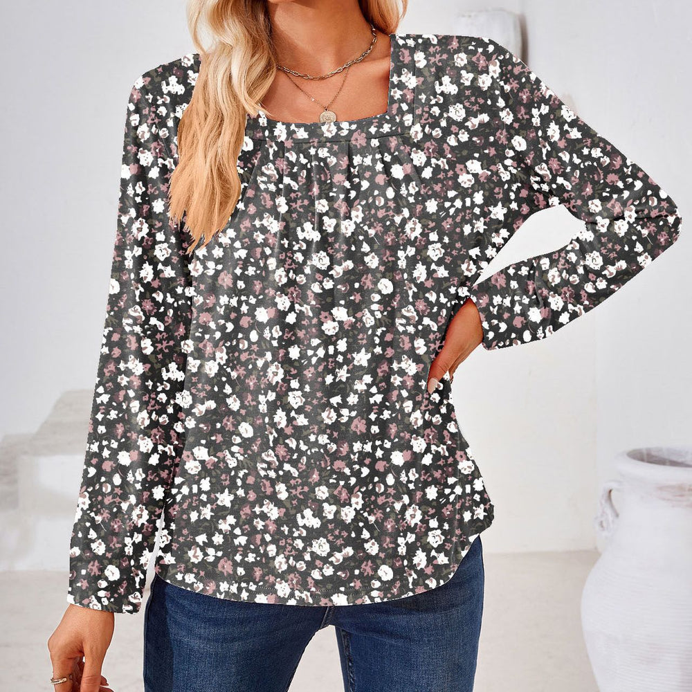 Damen Bluse mit floralen Mustern und quadratischem Ausschnitt Heidi-Mode