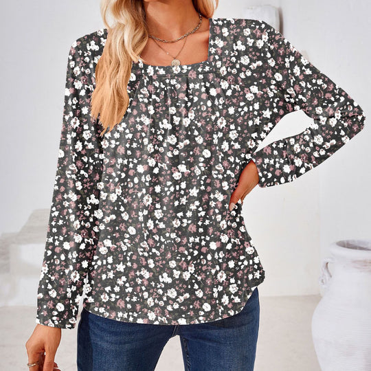 Damen Bluse mit floralen Mustern und quadratischem Ausschnitt Heidi-Mode