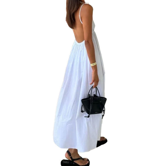 Damen Maxikleid mit tiefem Rücken und schwingendem Saum Heidi-Mode