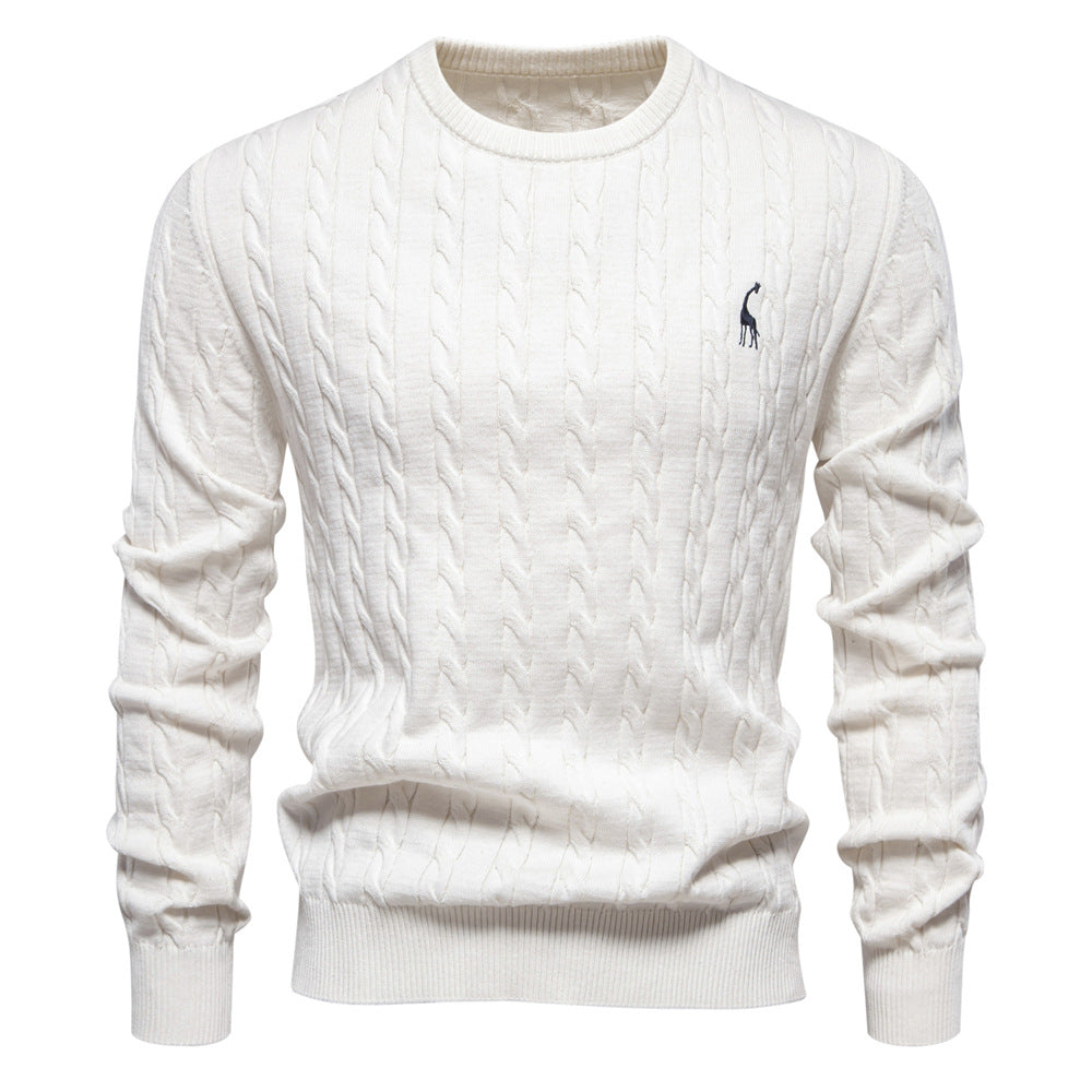 Herren Strickpullover mit Zopfmuster und Rundhalsausschnitt Heidi-Mode