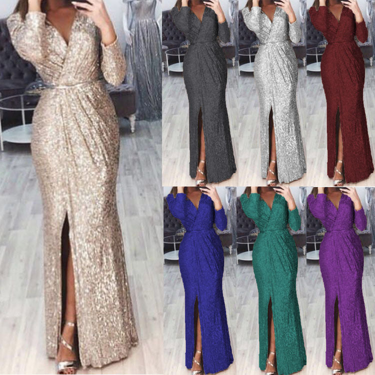 Damen Elegantes Wickelkleid mit Bein-Schlitz Heidi-Mode