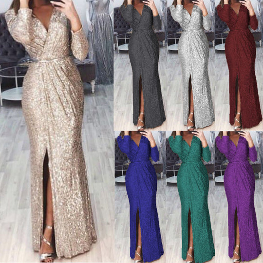 Damen Elegantes Wickelkleid mit Bein-Schlitz Heidi-Mode