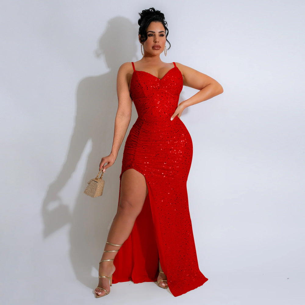 Heidi-Mode | Pailletten Sling Kleid Gastgeber Cocktail Sexy Abendkleid