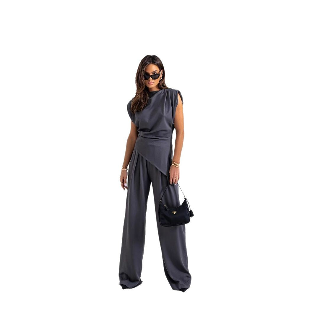 Damen eleganter Jumpsuit mit asymmetrischem Schnitt und hochmodernem Design Heidi-Mode