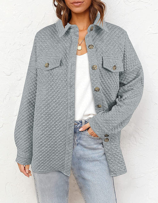 Damen lässige Steppjacke mit aufgesetzten Taschen Heidi-Mode