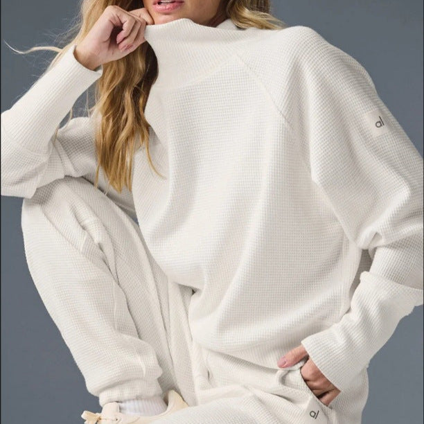 Damen Cozy Waffelstrick Sweater Set Heidi-Mode