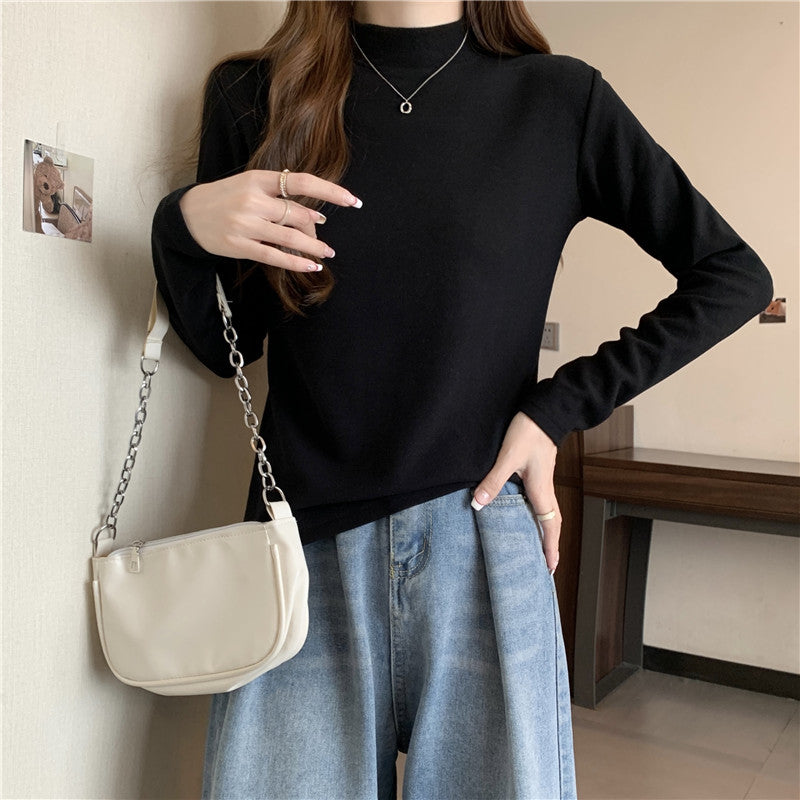 Damen Casual Mock Neck Langarmtop Heidi-Mode